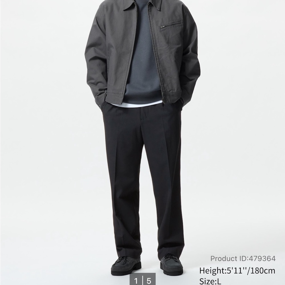 Uniqlo wide leg pleated trousers - black size M